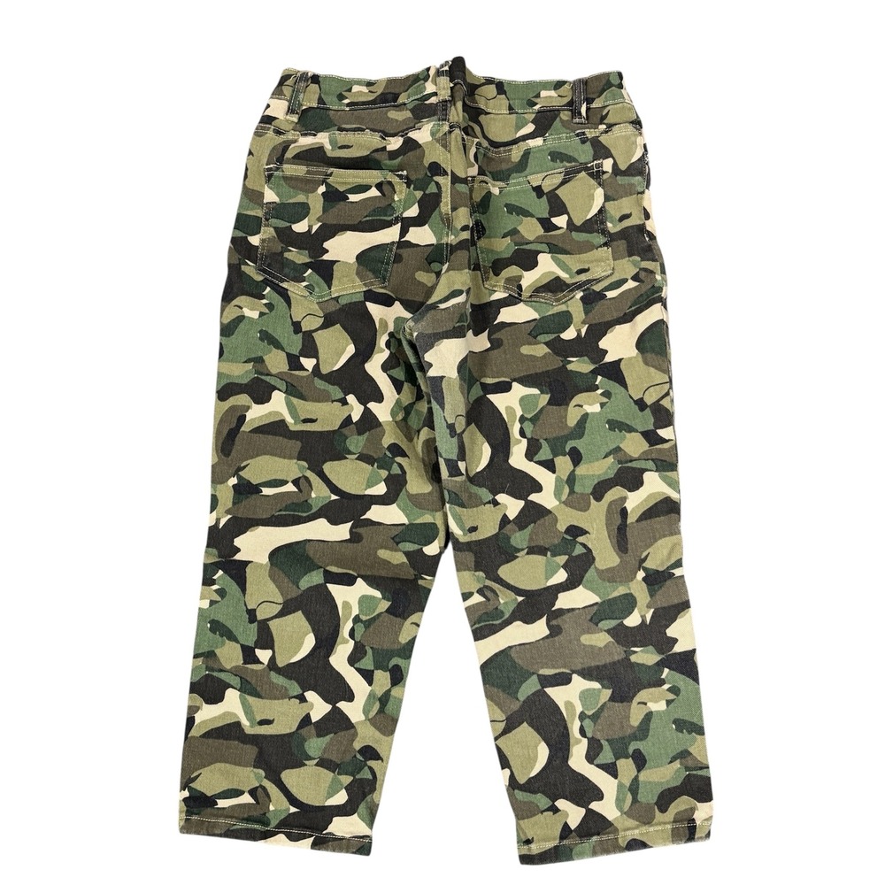 Venus Green Camo Cropped Stretch Cotton Blend Denim 10 Grunge Streetwear - Picture 3 of 9